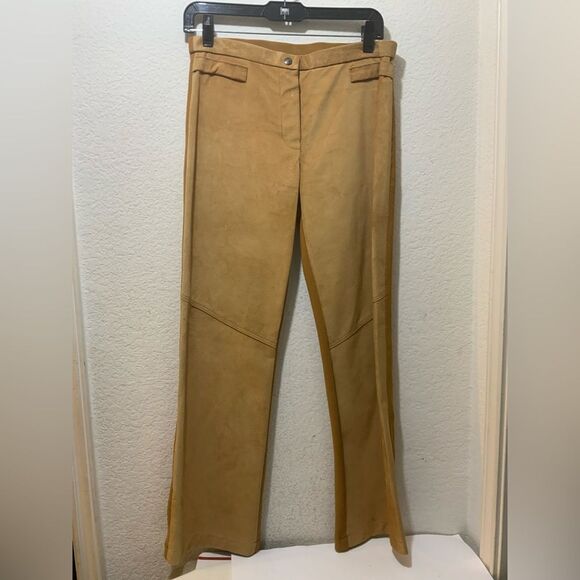EUC Augustina Carmel by the Sea Leather Wearable Art Slim Pants Tan - Picture 1 of 7